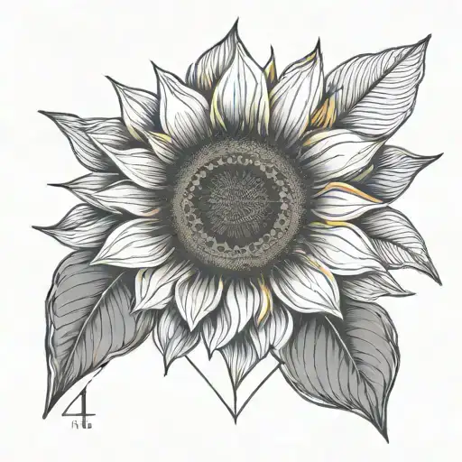 Minimalistic Sunflower With Roman And 61719 Written In Roman Numerals