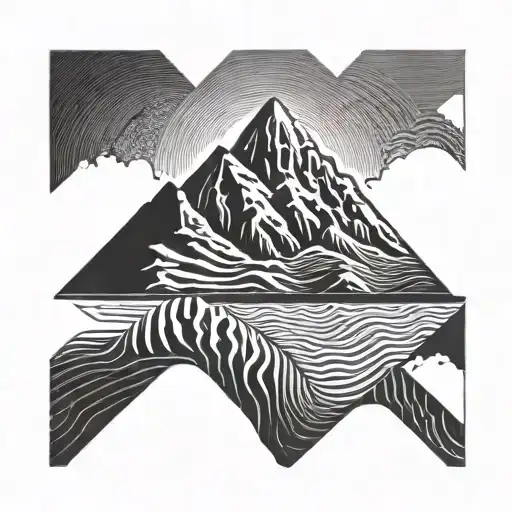 Wave With A Mountain On An Island Landscape