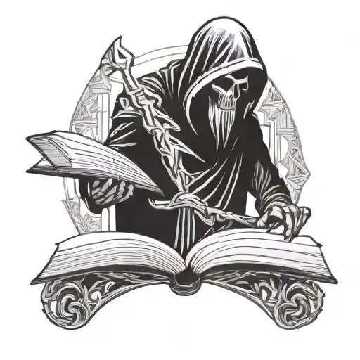 Reaper Holding Open Book