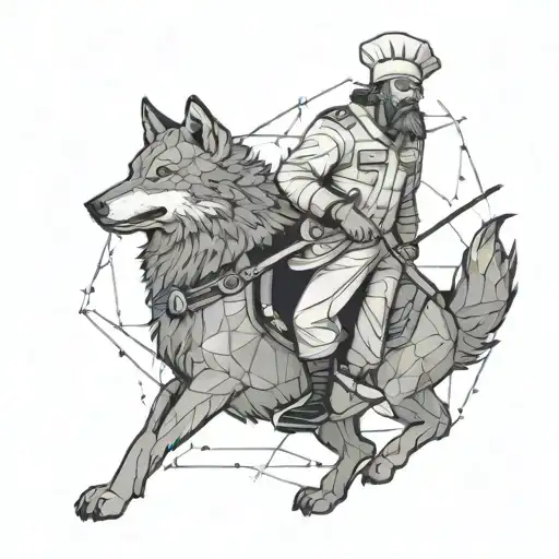 A Chef Entrepreneur Riding A Wolf Through A Galactic Battlefield