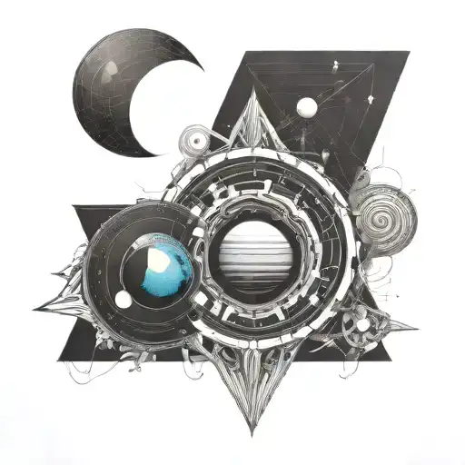 Solar System 3D Abstract Davinchi Style With Only Eart Colored And Ukrainian Ornament