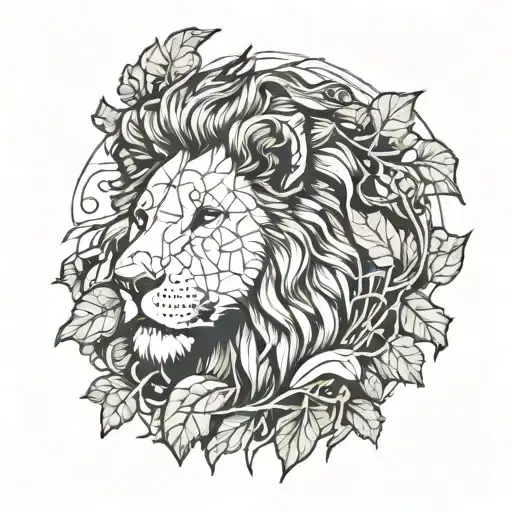 Feminine Lion With Ivy For Hair