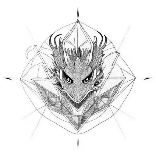 Colorful Dragon In Triangle Geometric Art Style
