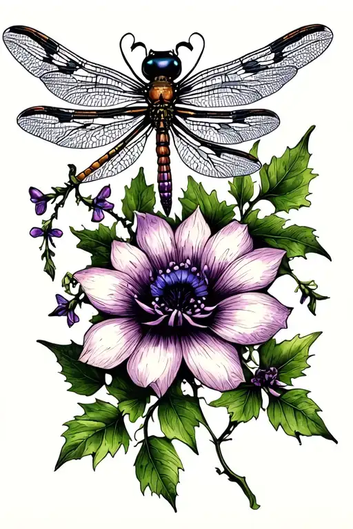 Wolfsbane And Hemlock Hensbane And Dragonfly Perched