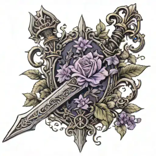 Sword With Lavender Flowers