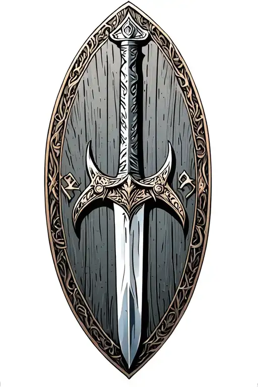 Viking Warrior Shield Maidel Sword Runes