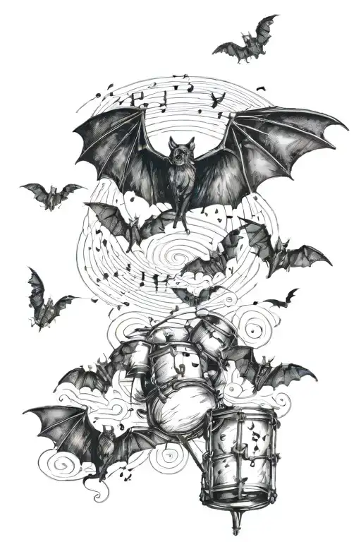 Bats Transforming Mid Flight In To Drum And Base Music Notation