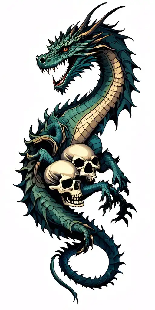 Dragon Wrapped With Skulls