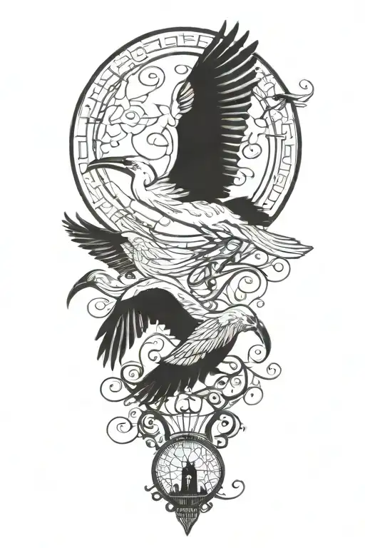 Ibis Birds Soaring High