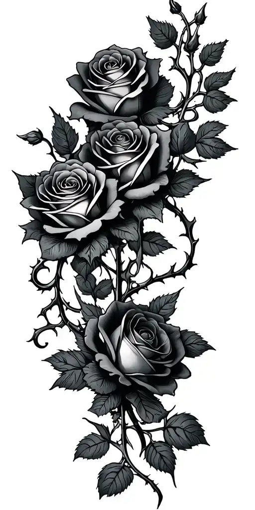 Thorny Vine Roses From Shoulder To Wrist