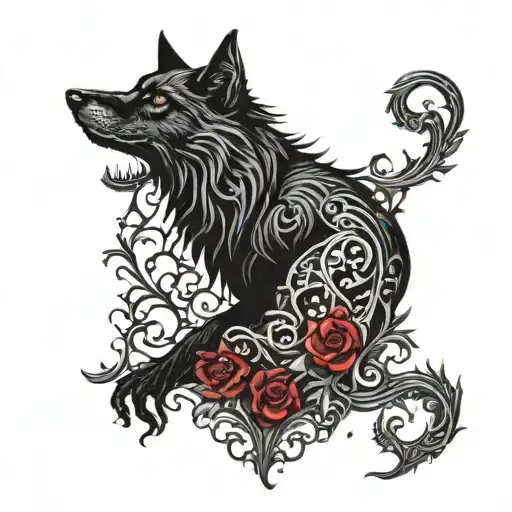 Black Wolf Red Eys