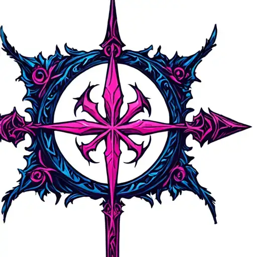Warlock Symbol Blended Blues Pinks