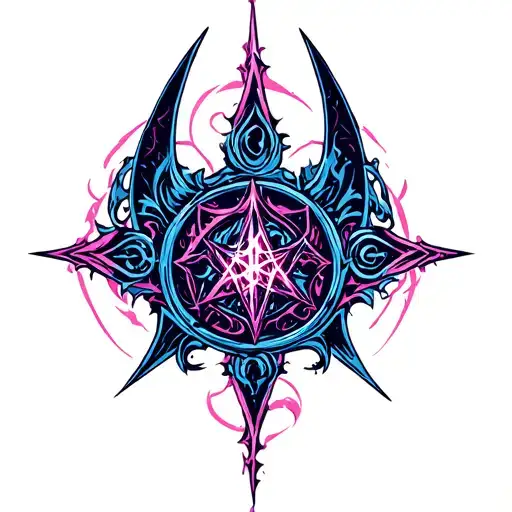Warlock Symbol Blended Blues Pinks