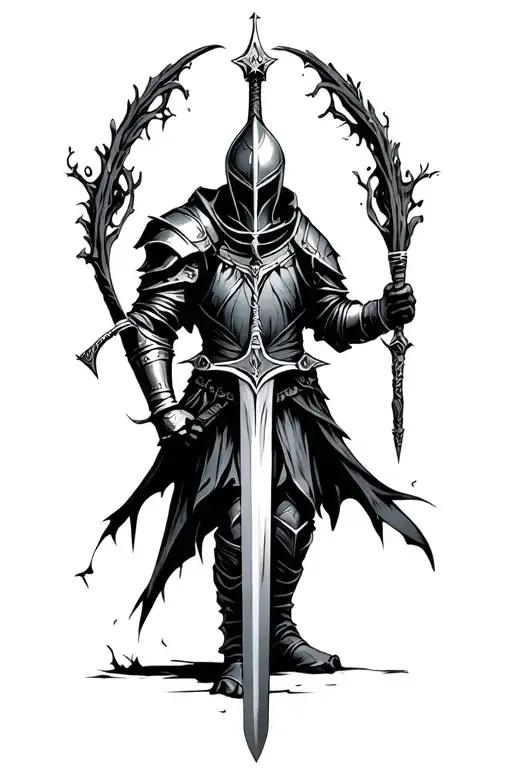 A Knight From Dark Souls Wielding A Unique Sword