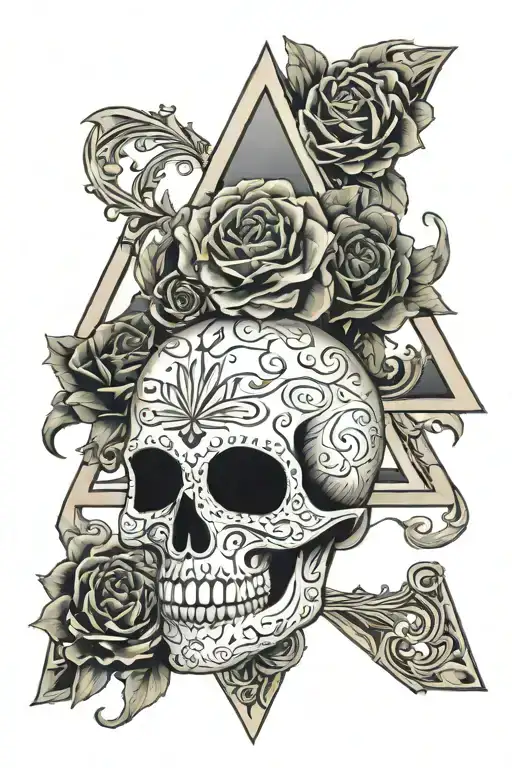 Sugar Skull Inside Triangle