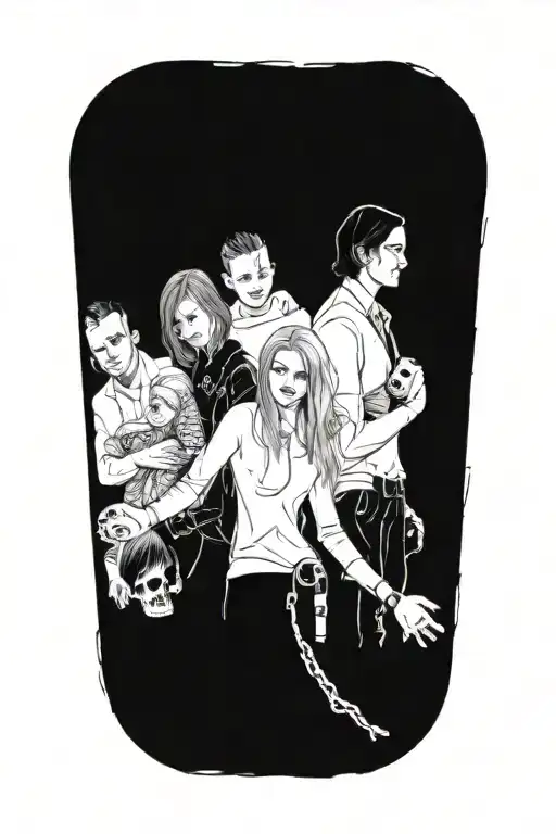 A Sketch Style Collage Of Family And Fighting For Them