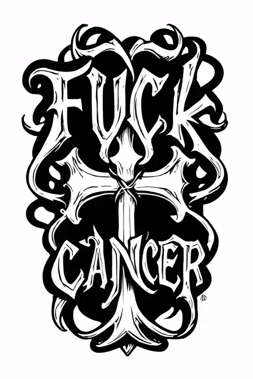 Fuck Cancer Words Written With Cross Intertwined