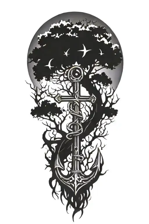 Cypress Tree With Roots Shaped Like An Anchor