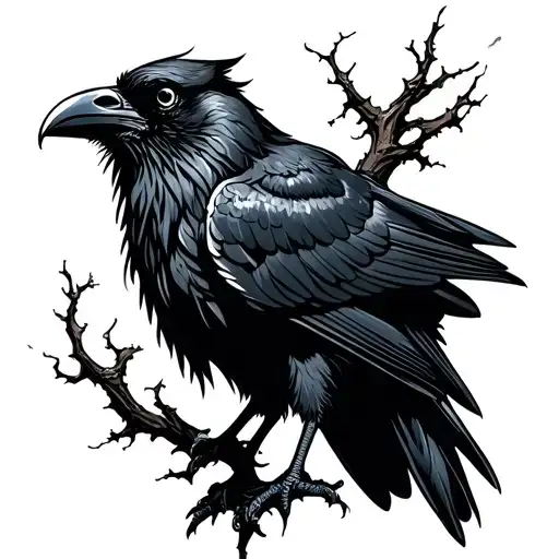 Odin Raven Perched