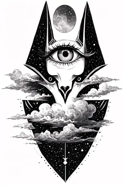 Space With Cosmic Dust Clouds Anubis And All Seeing Eye