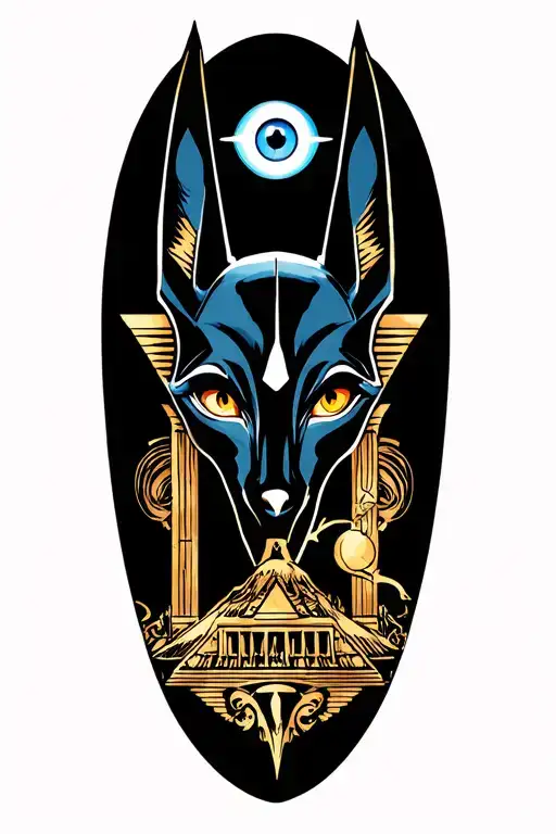 Space With Anubis And Temple With And All Seeing Eye