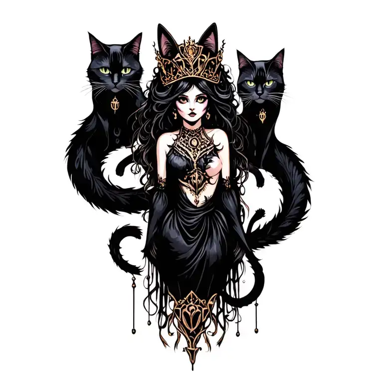 Queen Of Cats Woman With Gang Of Cats