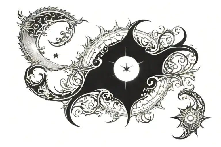 Sun And Moon Celestial From Old Book