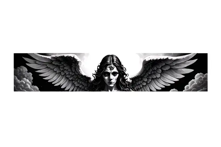 Black And Grey Angel With Clouds