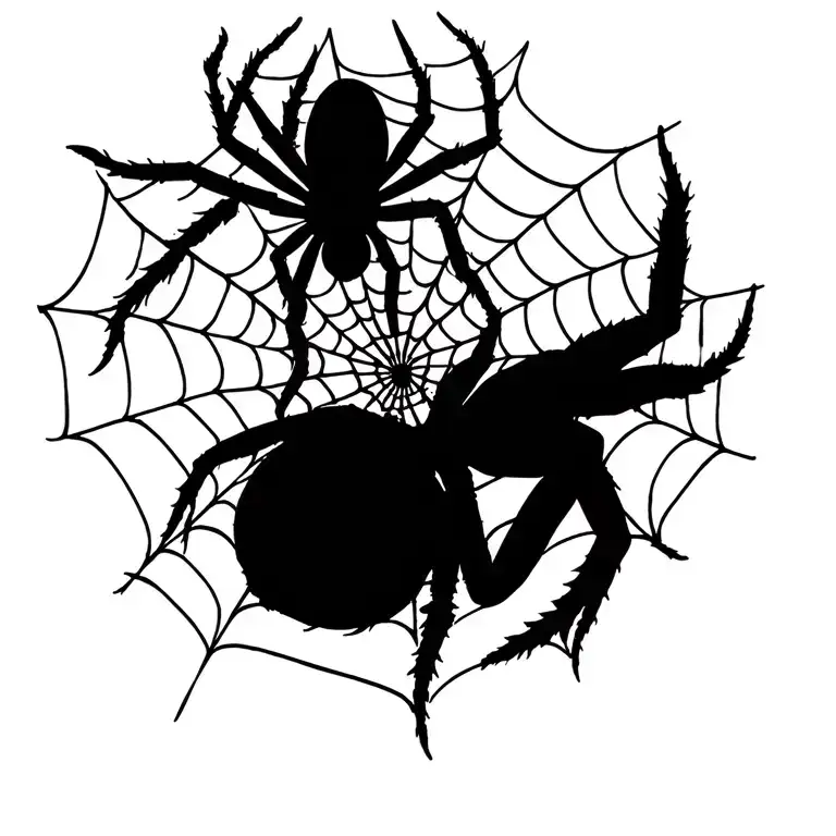 Spiderweb And Blackwidow Spider Weaving A Web