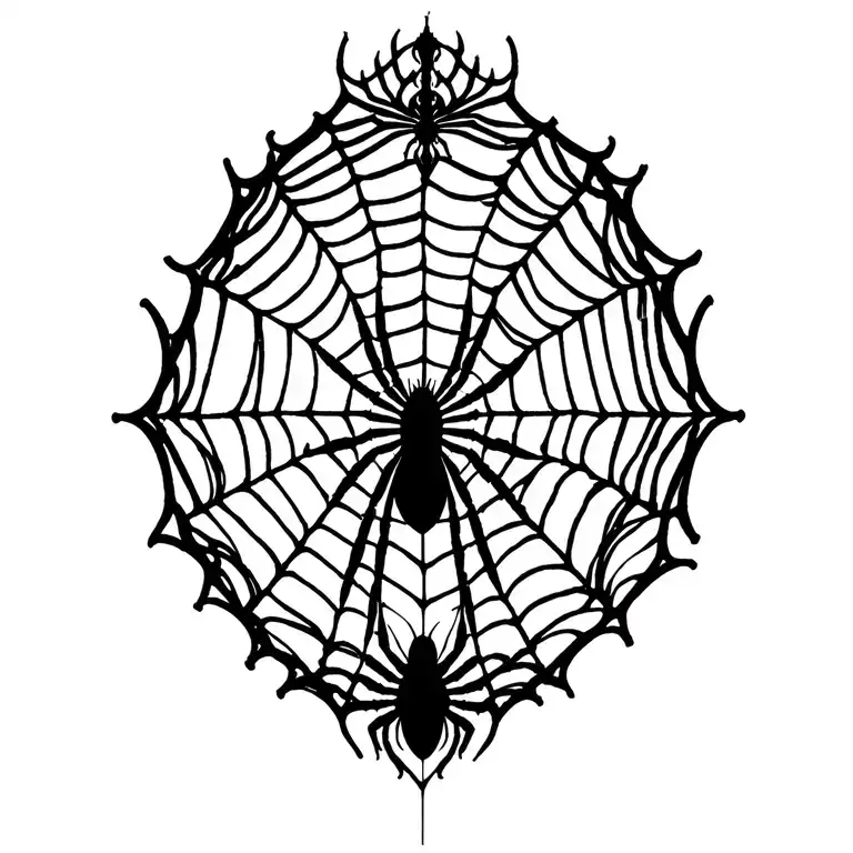 Spiderweb And Blackwidow Spider Weaving A Web