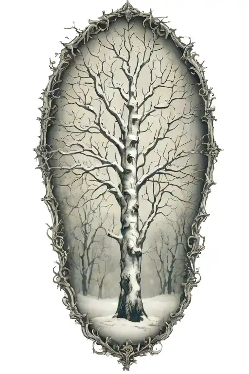 White Birch Tree Winter Snow Storm