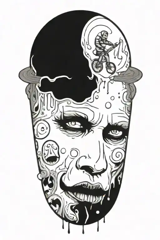 Cheese Slice In Space With Canned Spinach On Fire And Clowns Driving Bicycles