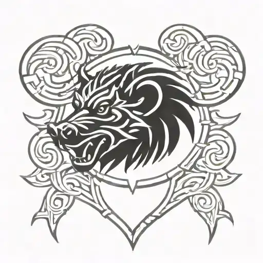 Irish Celtic Boar Head Angry