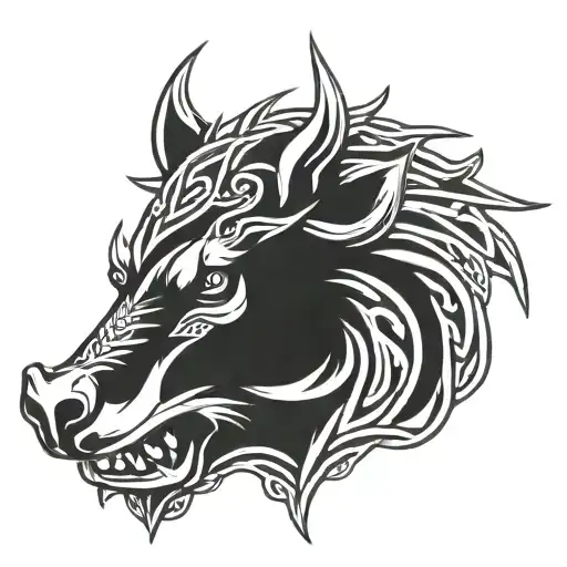 Irish Celtic Boar Head Angry