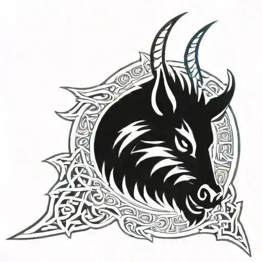 Irish Celtic Boar Head Angry