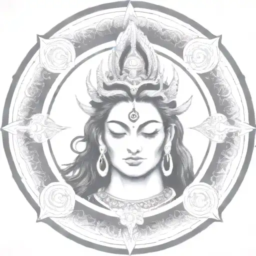 Texture Liquid Flows And Shiva In The Middle Surrounded With Circle Of Fire