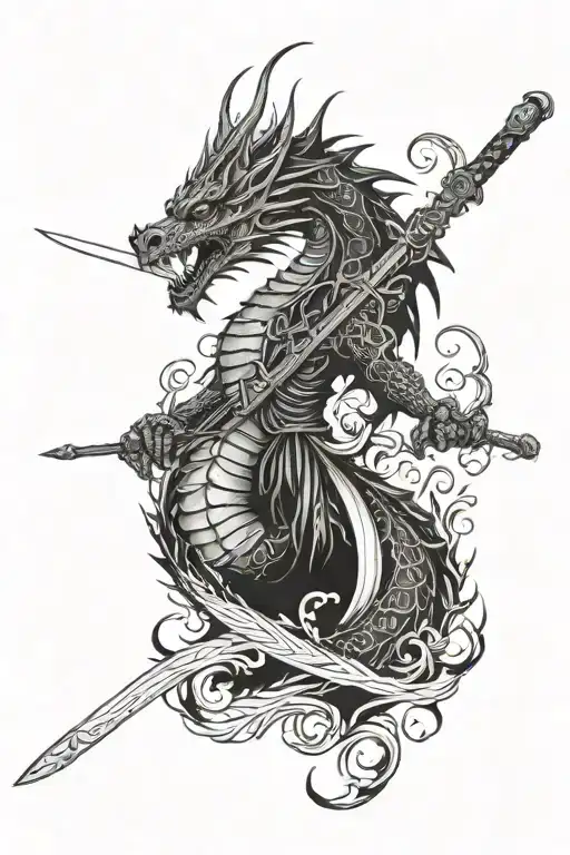 Dragon With Katana