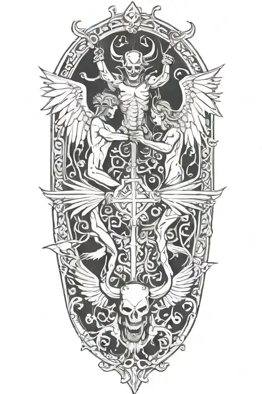 A Devil Beating A Angel In A Duel To The Death