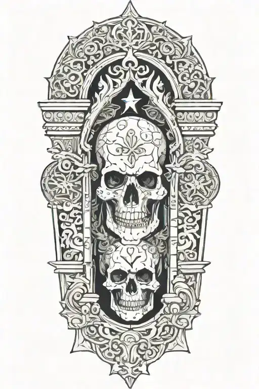 A Gotich Shrine With Skulls Surrounded