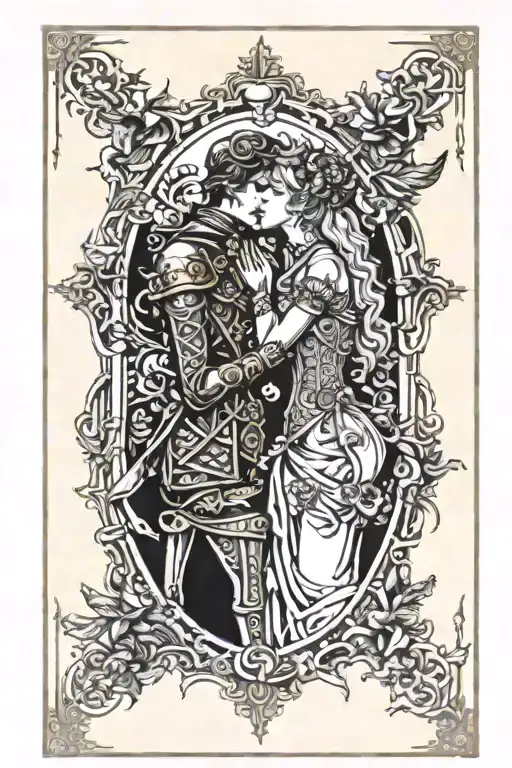 Tarot Card Of The Lovers Kissing