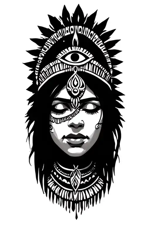 Indian Woman With Eyes Closed Mythology Maya Inca Third Eye