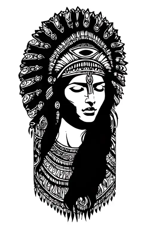 Indian Woman With Eyes Closed Mythology Maya Inca Third Eye