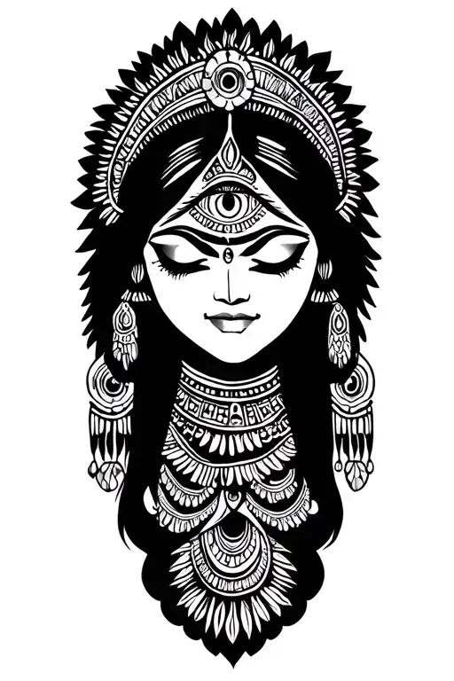 Indian Woman With Eyes Closed Mythology Maya Inca Third Eye