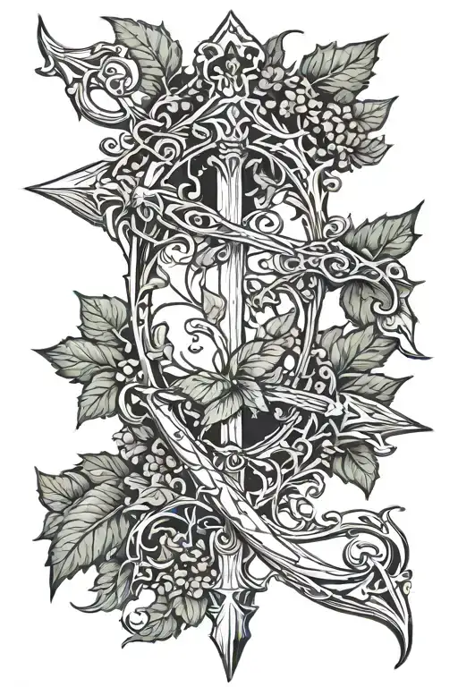 Bow And Arrow With Ivy Leaves