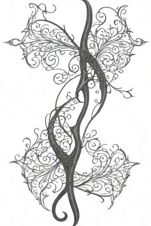 Vine Recurve Bow With Arrow Design