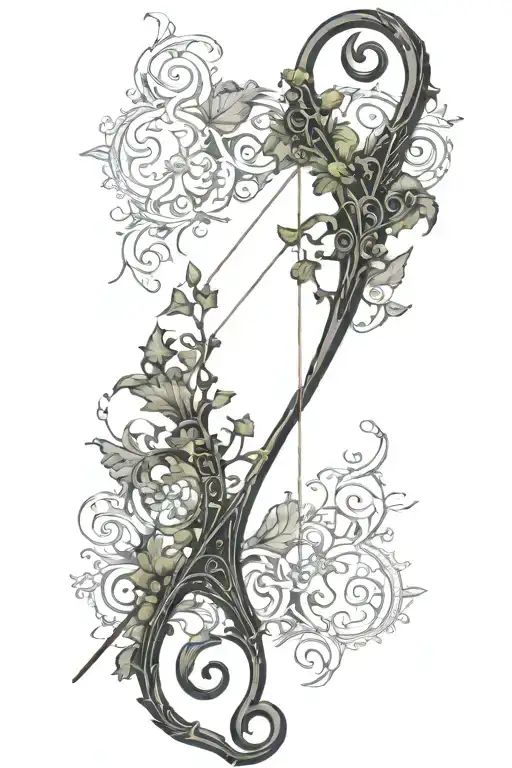 Vine Recurve Bow With Arrow Design