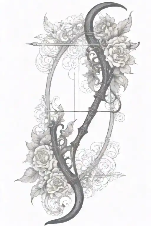 Vine Recurve Bow With Arrow Design