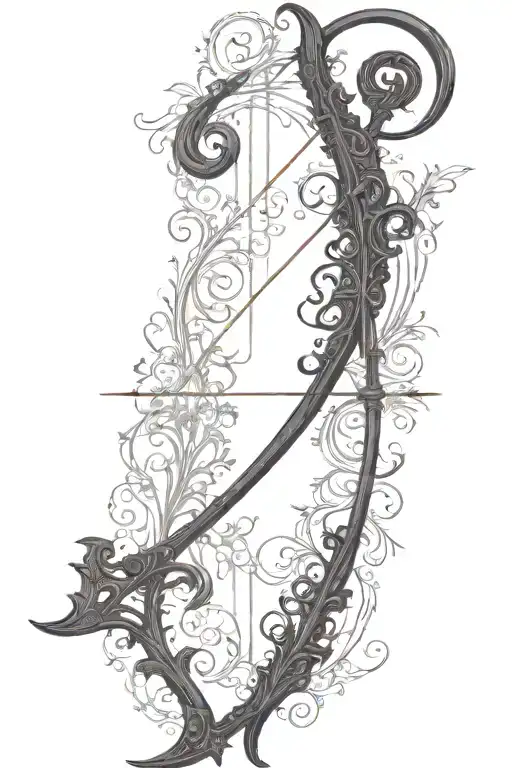 Vine Recurve Bow With Arrow Design