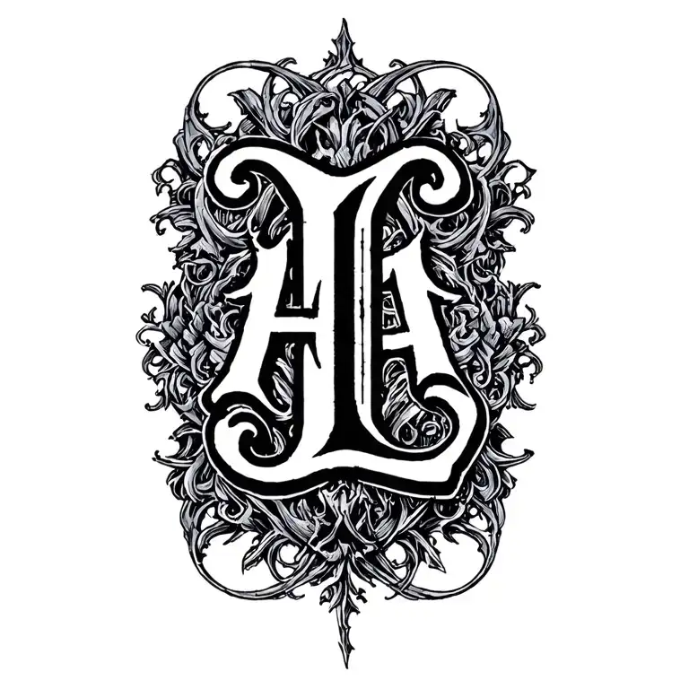 Initials A Nad L Font Tattoo Design