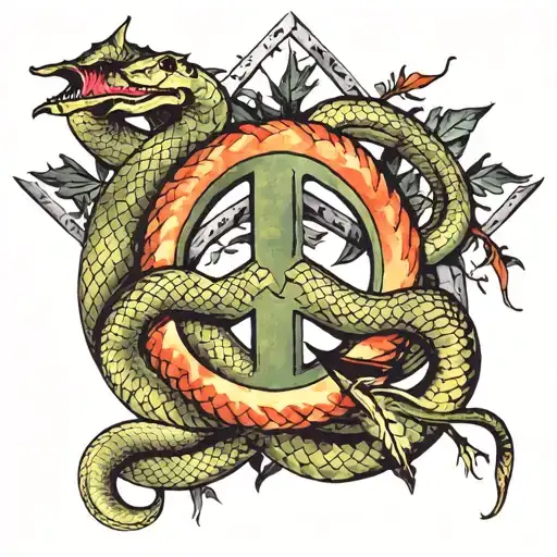 Snake Over Peace Symbol Combined